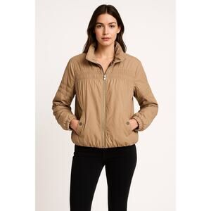 Free People Smocked Bomber Jacket with Floral Lining – Size Small